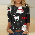 thumbnail image 1 of Holiday Gifts! Titcea Christmas Shirts for Women 3/4 Sleeve Crewneck Cute Christmas Print Pullover Sweaters 2024 Loose Comfort Casual Tops, 1 of 5