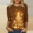 thumbnail image 1 of Holiday Gifts! Titcea Christmas Shirts for Women 3/4 Sleeve Crewneck Cute Christmas Print Pullover Sweaters 2024 Loose Comfort Casual Tops, 1 of 5