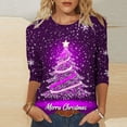 thumbnail image 1 of Holiday Gifts! Titcea Christmas Shirts for Women 3/4 Sleeve Crewneck Glitter Xmas Tree Print Pullover Christmas Sweaters 2024 Fashion Casual Tops, 1 of 4
