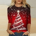 thumbnail image 1 of Holiday Gifts! Titcea Christmas Shirts for Women 3/4 Sleeve Crewneck Glitter Xmas Tree Print Pullover Christmas Sweaters 2024 Fashion Casual Tops, 1 of 4