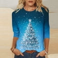 thumbnail image 1 of Holiday Gifts! Titcea Christmas Shirts for Women 3/4 Sleeve Crewneck Glitter Xmas Tree Print Pullover Christmas Sweaters 2024 Fashion Casual Tops, 1 of 4