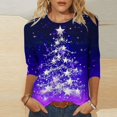 thumbnail image 1 of Holiday Gifts! Titcea Christmas Shirts for Women 3/4 Sleeve Crewneck Glitter Xmas Tree Print Pullover Christmas Sweaters 2024 Fashion Casual Tops, 1 of 4
