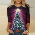 thumbnail image 1 of Holiday Gifts! Titcea Christmas Shirts for Women 3/4 Sleeve Crewneck Glitter Xmas Tree Print Pullover Christmas Sweaters 2024 Fashion Casual Tops, 1 of 4