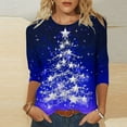 thumbnail image 1 of Holiday Gifts! Titcea Christmas Shirts for Women 3/4 Sleeve Crewneck Glitter Xmas Tree Print Pullover Christmas Sweaters 2024 Fashion Casual Tops, 1 of 4