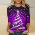 thumbnail image 1 of Holiday Gifts! Titcea Christmas Shirts for Women 3/4 Sleeve Crewneck Glitter Xmas Tree Print Pullover Christmas Sweaters 2024 Fashion Casual Tops, 1 of 4