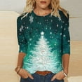 thumbnail image 1 of Holiday Gifts! Titcea Christmas Shirts for Women 3/4 Sleeve Crewneck Glitter Xmas Tree Print Pullover Christmas Sweaters 2024 Fashion Casual Tops, 1 of 4