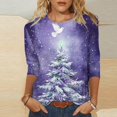 thumbnail image 1 of Holiday Gifts! Titcea Christmas Shirts for Women 3/4 Sleeve Round Neck Glitter Xmas Tree Print Pullover Christmas Sweaters 2024 Fashion Casual Tops, 1 of 5