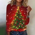 thumbnail image 1 of Holiday Gifts! Titcea Christmas Shirts for Women Long Sleeve Round Neck Fashion Christmas Print Pullover Sweaters 2024 Loose Comfortable Casual Tops, 1 of 4