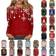 thumbnail image 1 of Holiday Gifts! Titcea Christmas Tops for Women 2024 Long Sleeve Crewneck Fashion Xmas Print Cute Pullover Sweaters 2024 Loose Comfort Lightweight Casual Tops, 1 of 5