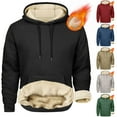 thumbnail image 1 of Holiday Gifts! Titcea Hoodies for Men Fleece Lined Solid Color Pullover Hoodie Loose Comfort Casual Long Sleeve Sweaters with Pockets, 1 of 6