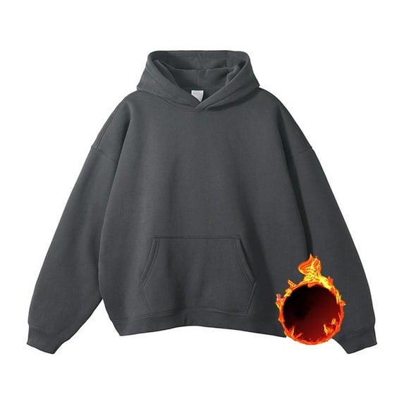 Holiday Gifts! Titcea Hoodies for Men Fleece Lined Solid Color Pullover Hoodie Loose Comfort Casual Long Sleeve Sweaters with Pockets