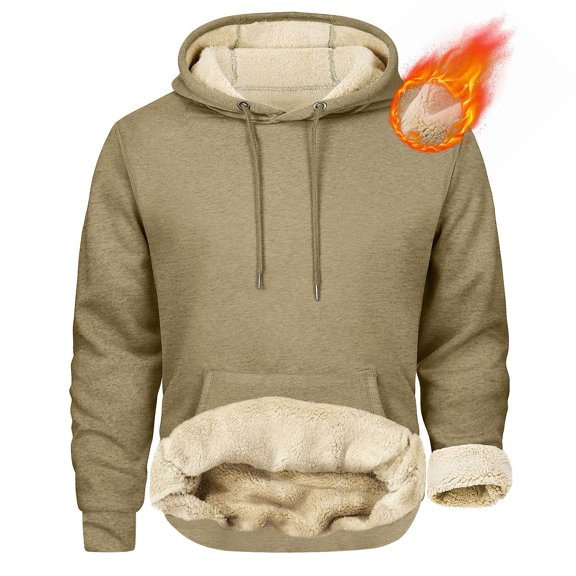 Holiday Gifts! Titcea Hoodies for Men Fleece Lined Solid Color Pullover Hoodie Loose Comfort Casual Long Sleeve Sweaters with Pockets