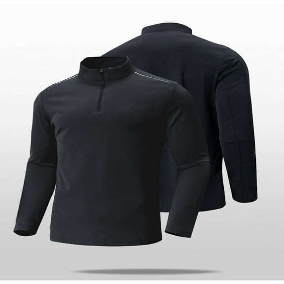 Holiday Gifts! Titcea Long Sleeve Shirts for Men Fleecing Liner Zipper Solid Color Round Neck Shirt Warm Comfort Tops