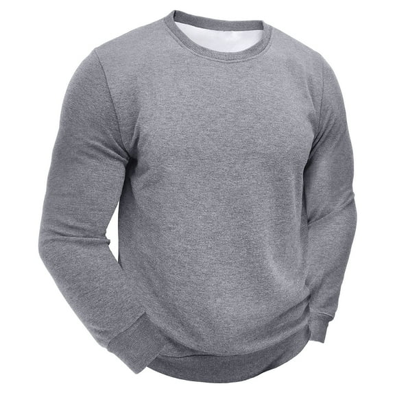 Holiday Gifts! Titcea Mens Sweatshirt Fleece Solid Color Crew Neck Long Sleeve Thicken Pullover Sweatshirts Loose Comfort Warm Casual Sweaters
