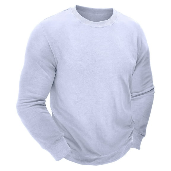 Holiday Gifts! Titcea Mens Sweatshirt Fleece Solid Color Crew Neck Long Sleeve Thicken Pullover Sweatshirts Loose Comfort Warm Casual Sweaters