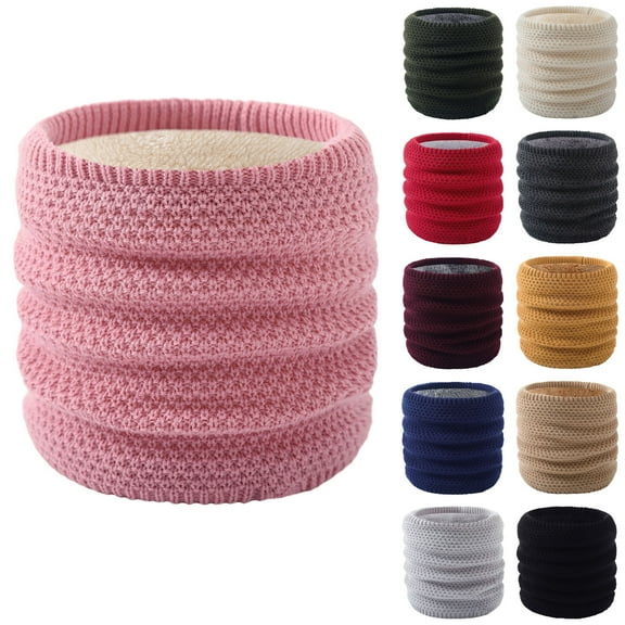 Holiday Gifts! Titcea Neck Gaiter Women Knitted Solid Color Wind Protection Fleece Winter Neck Warmer Thick Scarf for Women