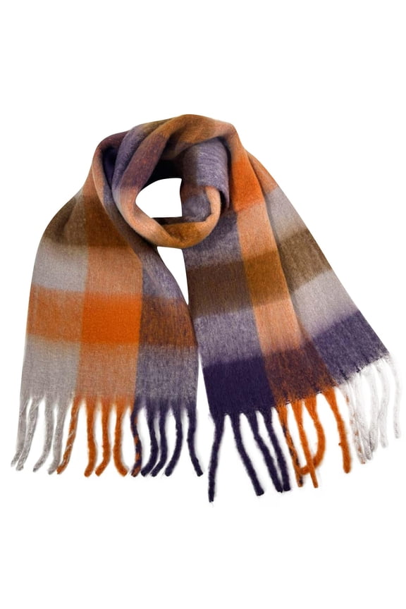 Holiday Gifts! Titcea Winter Scarf for Women Thicken Tassels Contrasting Plaid Retro Lengthening Shawls Wraps Windproof Warm Outdoor Cold Protection Scarves