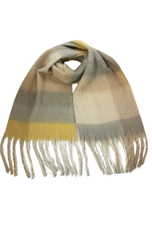 Holiday Gifts! Titcea Winter Scarf for Women Thicken Tassels Contrasting Plaid Retro Lengthening Shawls Wraps Windproof Warm Outdoor Cold Protection Scarves