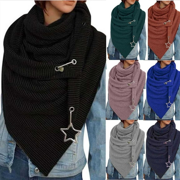 Holiday Gifts! Titcea Winter Scarf for Women Star Decoration Retro Style Shawls Wraps Windproof Warm Outdoor Cold Protection Scarves