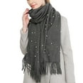 thumbnail image 1 of Holiday Gifts! Titcea Winter Scarf for Women Tassels Beaded Solid Color Shawls Wraps Windproof Warm Outdoor Cold Protection Scarves, 1 of 7