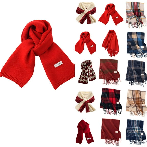 Holiday Gifts! Titcea Winter Scarf for Women Thicken Christmas Luxurious Solid Color Soft Shawls Wraps Windproof Warm Outdoor Cold Protection Scarves