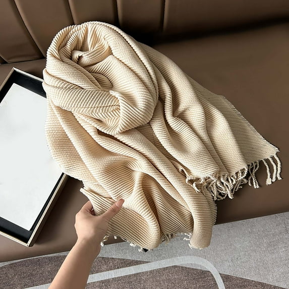 Holiday Gifts! Titcea Winter Scarf for Women Thicken Luxurious Solid Color Soft Shawls Wraps Windproof Warm Outdoor Cold Protection Scarves