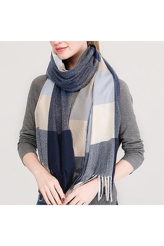 Holiday Gifts! Titcea Winter Scarf for Women Thicken Tassels Plaid Print Shawls Wraps Windproof Warm Outdoor Cold Protection Scarves