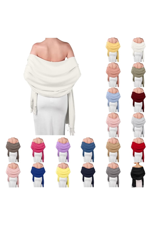 Holiday Gifts! Titcea Winter Scarf for Women Thicken Tassels Solid Color Shawls Wraps Windproof Warm Outdoor Cold Protection Scarves