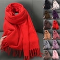 thumbnail image 1 of Holiday Gifts! Titcea Winter Scarf for Women Thicken Tassels Solid Color Shawls Wraps Windproof Warm Outdoor Cold Protection Scarves, 1 of 3