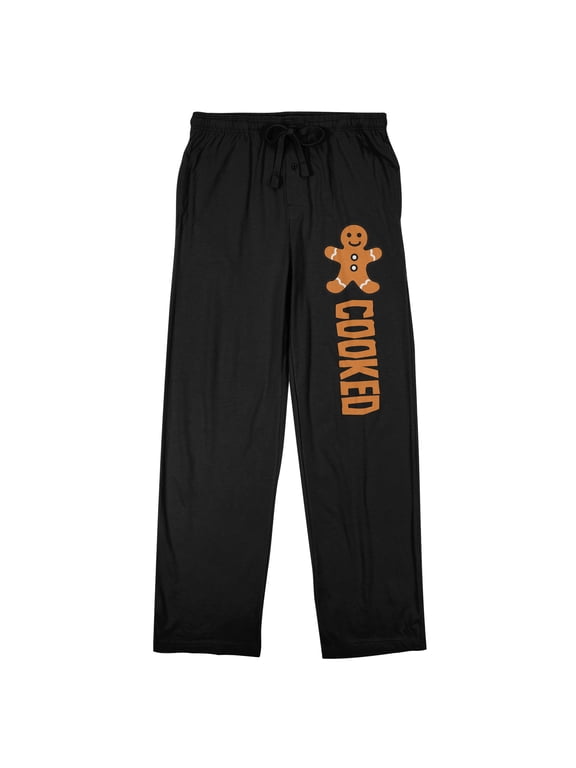 Holiday Gingerbread Cookie "Cooked" Women's Black Sleep Pajama Pants - Medium