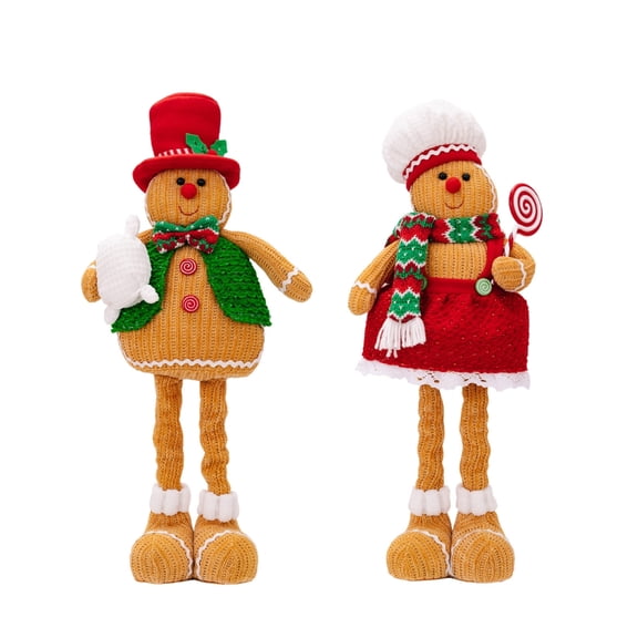Holiday Gingerbreads Gnomes Plush Pair Christmas Gingerbreasd Theme Gnomes Plush Dolls Festival Home Ornament