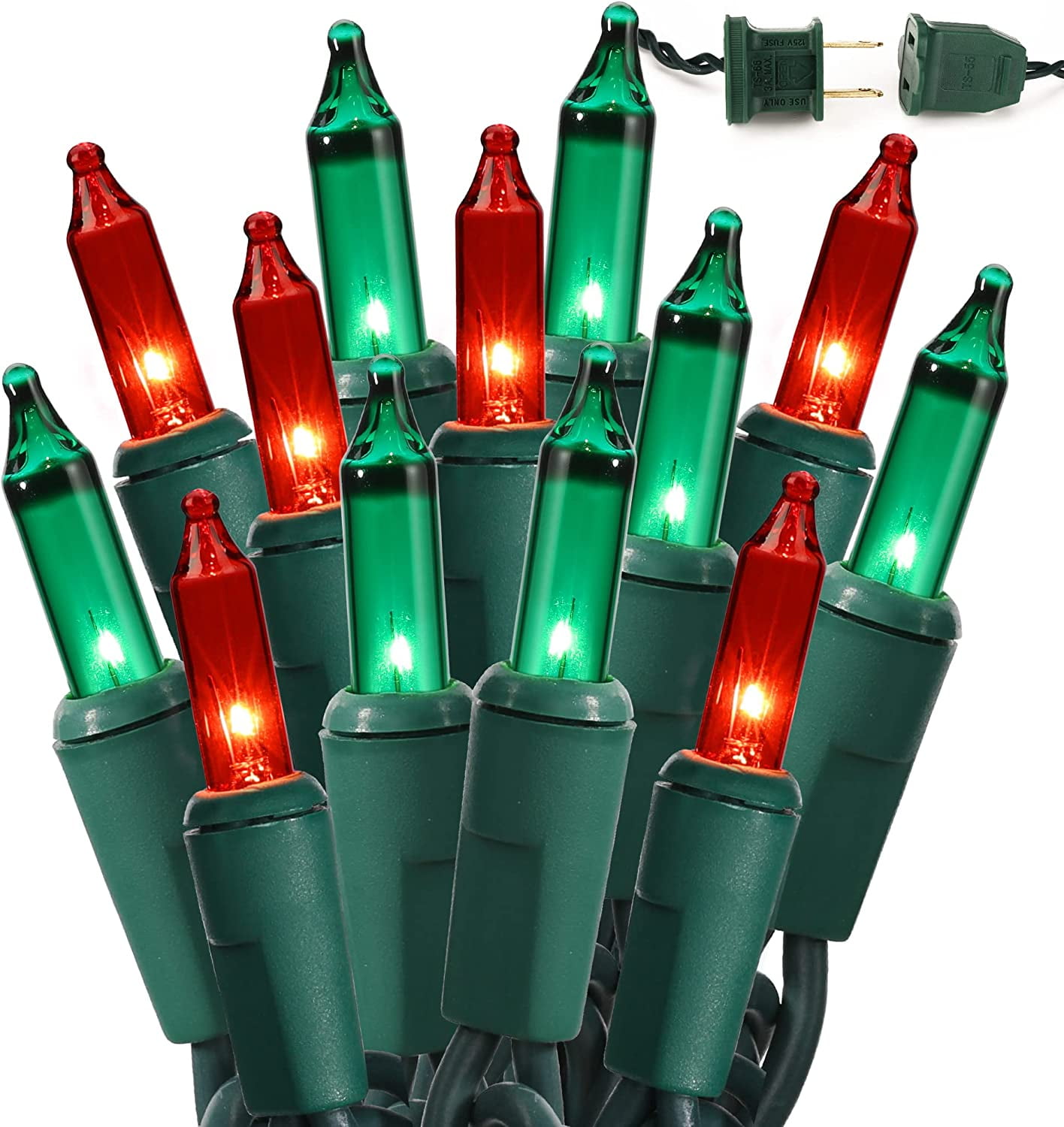 Holiday Glowing Red and Green Christmas Lights, 300 Mini Lights, 69.6