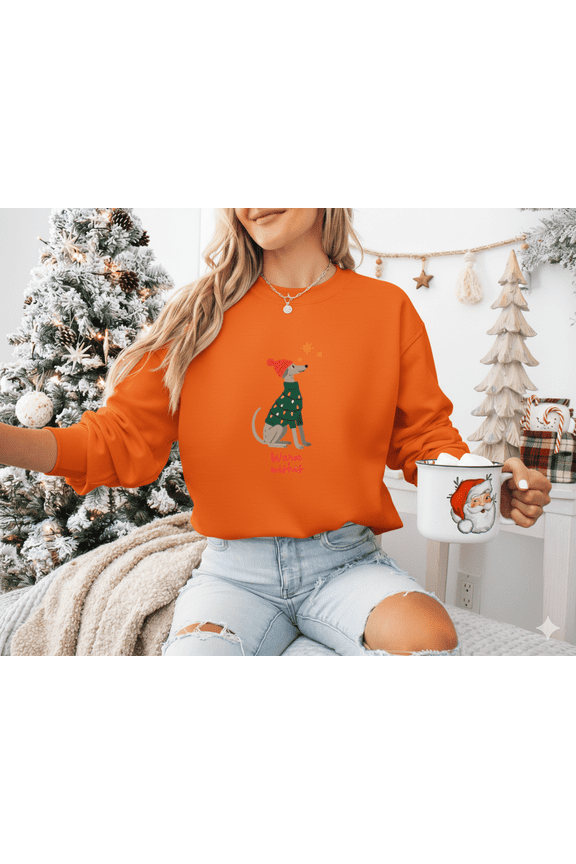 Holiday Greyhound Dog Lover Festive Warm Cozy Sweatshirt, up to size 5XL
