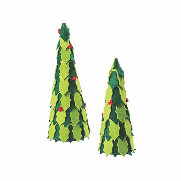 Holiday Handicraft Holly Cone Trees, Home Decor, 2 Pieces for Home Holiday Decorations