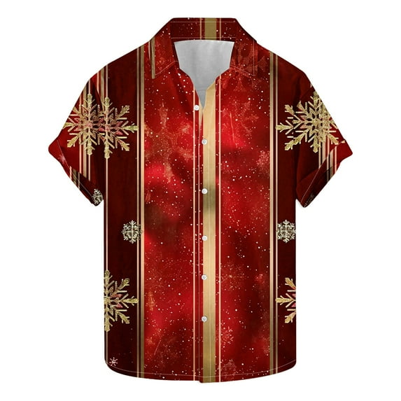 Holiday Hawaiian Shirt for Men Women Cute Christmas Hawaiian Shirts Festive Summer Beach Short Sleeve Button Down Shirt