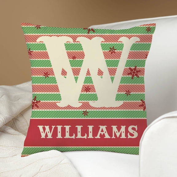 Holiday Herringbone Personalized Pillow