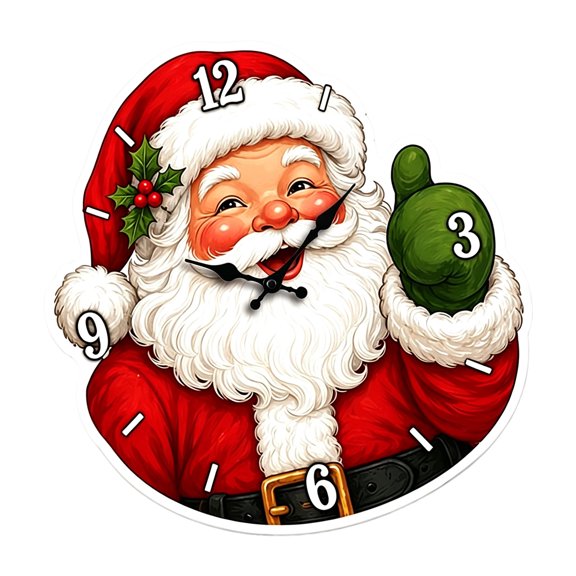 Wooden Face Clock, Christmas Analog Wall Timepiece with Quiet-Running Quartz Movement, Approx. 11 x 11.8 in for Entryway Decor