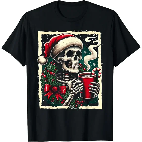 Holiday Hot Cocoa Humor Winter Festive Funny Dead Inside Graphic Unisex T-Shirt, up to size 5XL