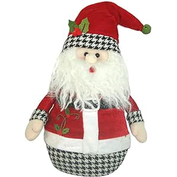 Holiday Houndstooth Round Santa, 12"