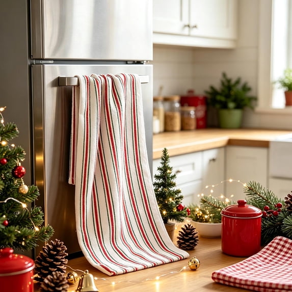 Holiday Kitchen Cleaning Cloth, 24x16 Inches, Super Absorbent Multipurpose Towel, Christmas Decorative Hand Towel for Cooking Wiping, 1 Pack