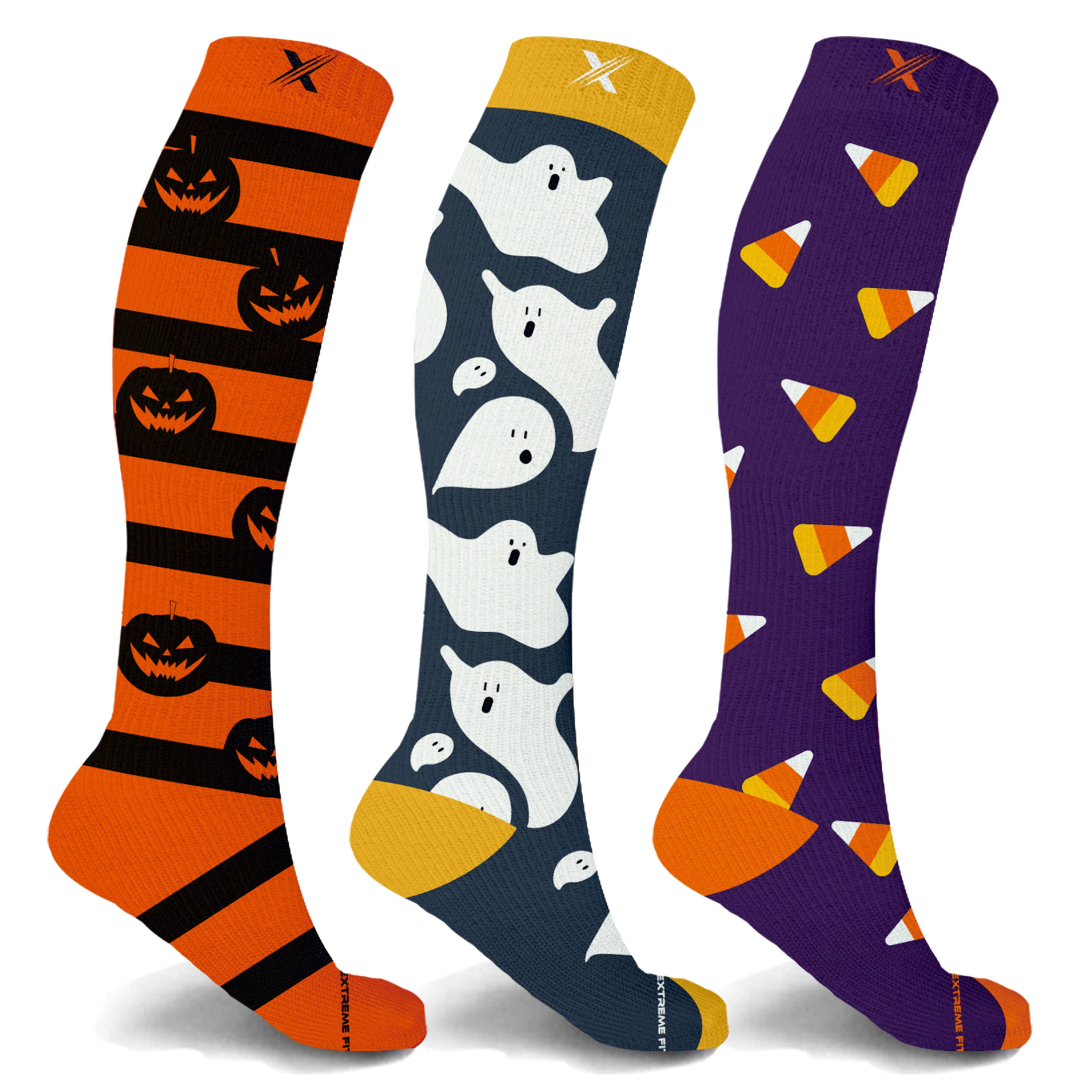 Holiday Knee High Compression Socks - - Improved Circulation & Support for Men and Women, 3 Pack