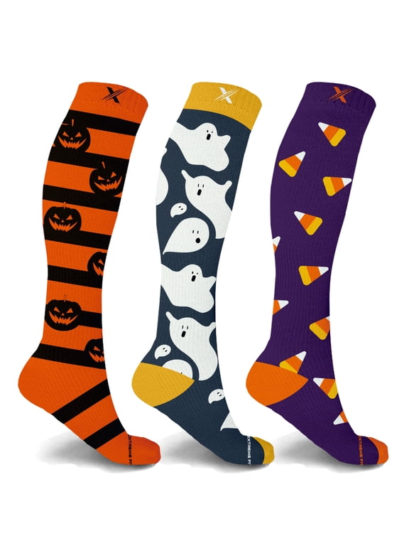 Holiday Knee High Compression Socks - - Improved Circulation & Support for Men and Women, 3 Pack