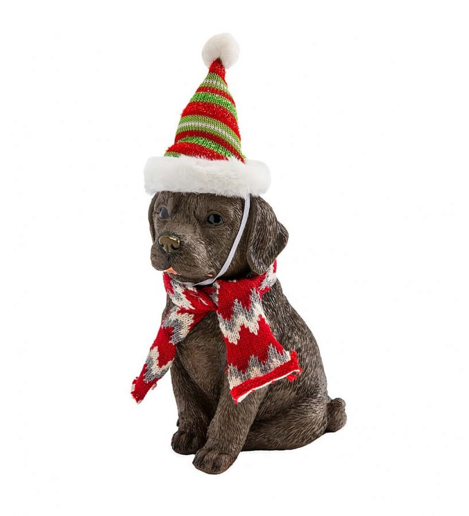 Holiday Labrador Puppy Statue with Hat and Scarf - Chocolate - Walmart.com