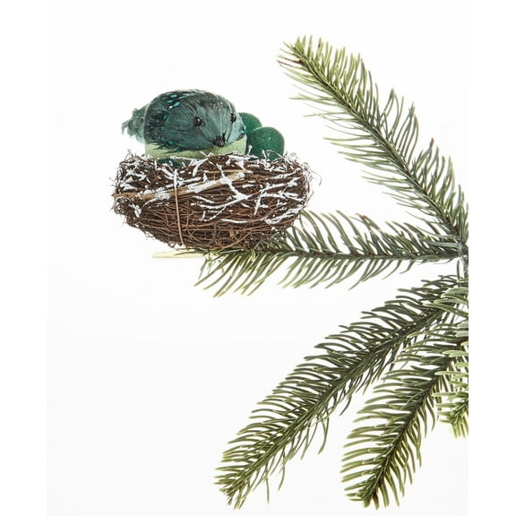 Holiday Lane Birds & Boughs Plastic Feather Bird & Eggs in Nest Ornament
