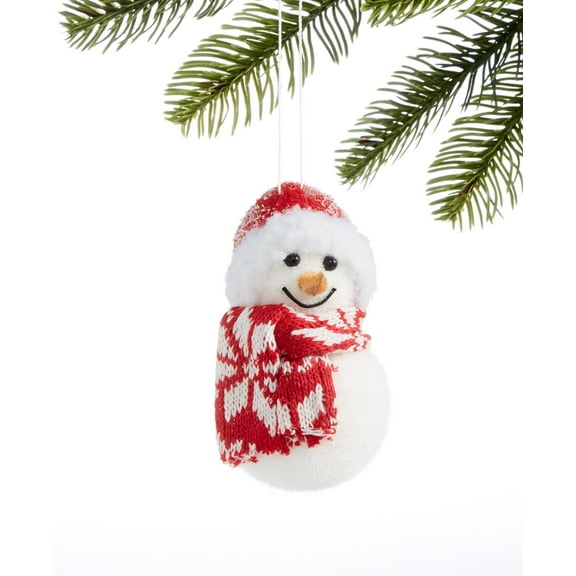 Holiday Lane Chalet You Stay, Flocked Snowman Ornament with Scarf & Hat