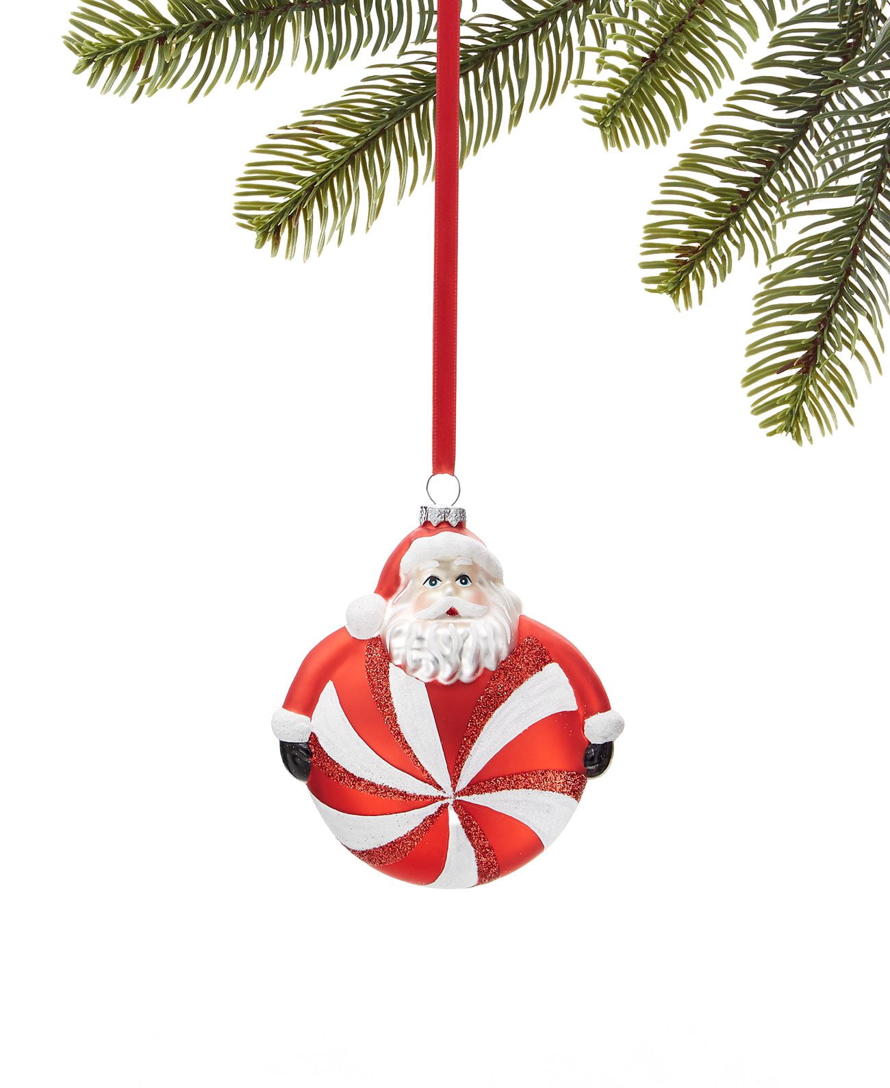 Holiday Lane Christmas Cheer Santa With Peppermint Ornament, Red