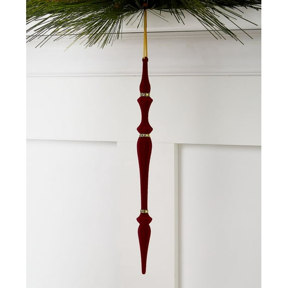 Holiday Lane Evergreen Dreams, Burgundy Flocked Icicle Ornament