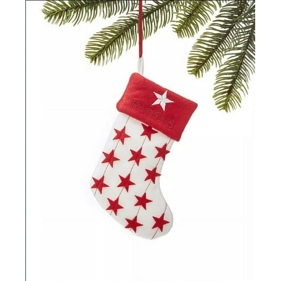 Holiday Lane Macys White and Red Star Stocking Ornament