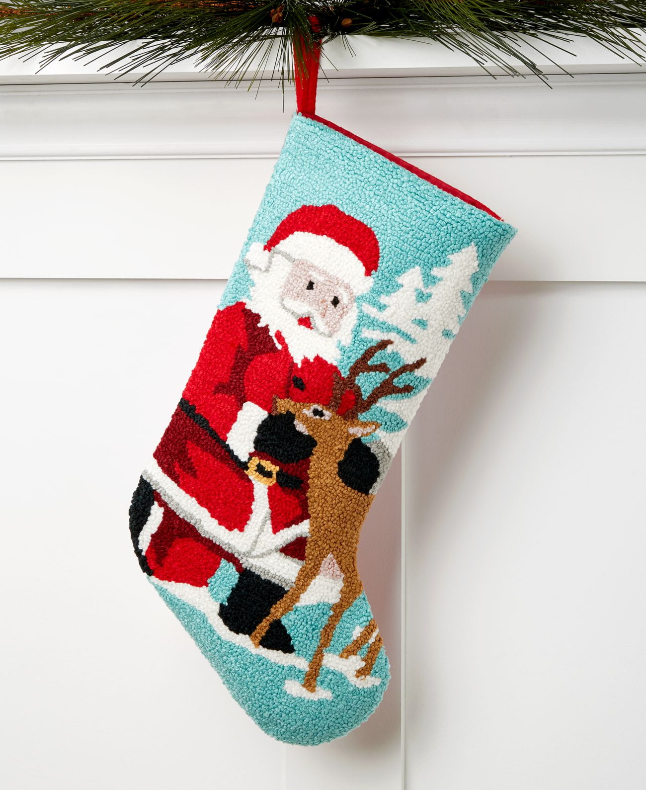 Holiday Lane Multi Color Santa/Reindeer Hooked Christmas Stocking — free download