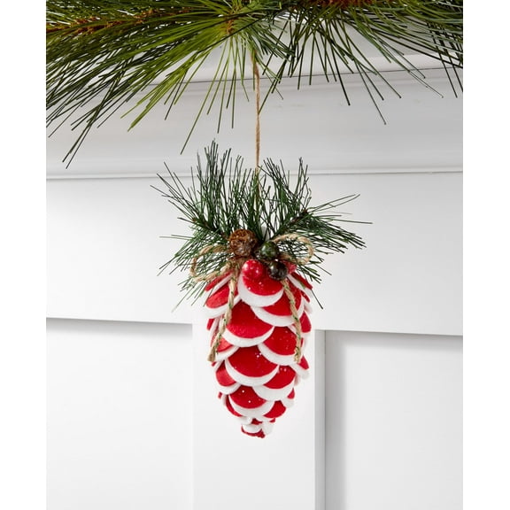 Holiday Lane Santas Favorites Red Pine cone Ornament